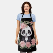 Tablier Bébé adorable Panda Ours avec fleurs (Porté)