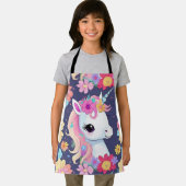 Tablier Bébé blanc adorable licorne avec fleurs (Insitu)