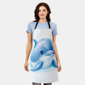 Tablier Bébé bleu adorable Dauphin (Porté)