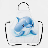 Tablier Bébé bleu adorable Dauphin (Recto)