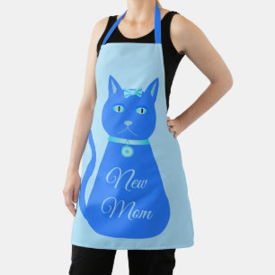 Tablier Bébé bleu mignon chat Personnalisé Nouvelle maman