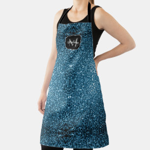 Tablier Bébé faux paillettes scintillantes bleu clair Mono