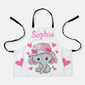 Tablier Bébé mignon Eléphant fille (Recto)