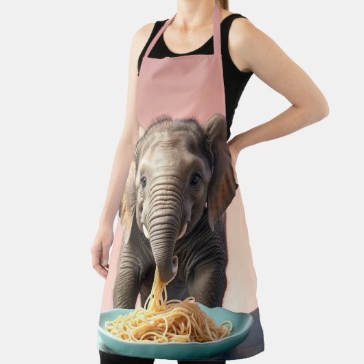 Tablier Bébé mignon Eléphant Manger Spaghetti (Insitu)