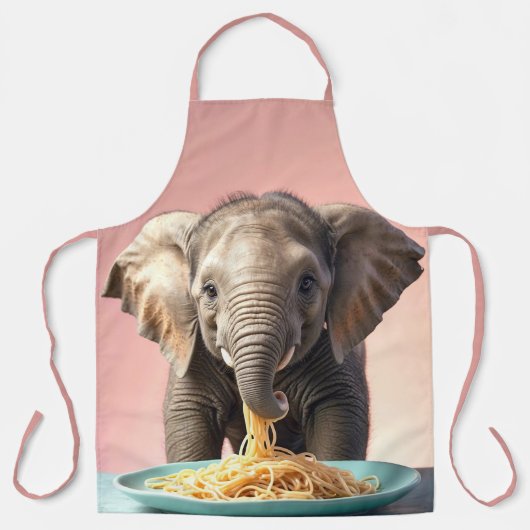 Tablier Bébé mignon Eléphant Manger Spaghetti (Recto)