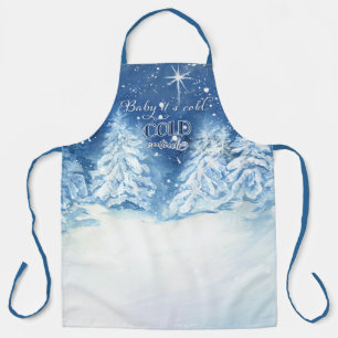 Tablier Bébé son froid dehors typographie hiver Snowy Tree