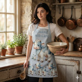 Tablier Bébé Vache Gingham Bleu Pastel Esthétique Ferme