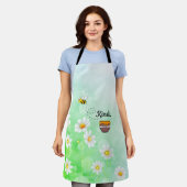Tablier Bee kind honey floral green insect (Porté)