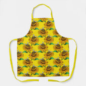 Tablier Bee on Sunflower Flower Pattern Design Yellow  (Recto)