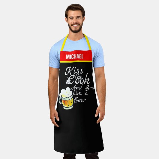 Tablier Beer Lover Apron - Funny Custom Chef Gift Men (Porté)