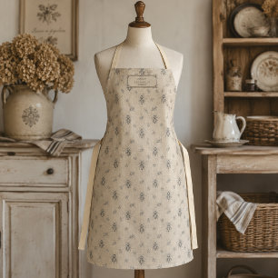 Tablier Beige Chaud Gravure de Pays Français Vintage Abeil