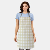 Tablier Beige Checkered Apron for Graceful Cooking (Porté)