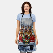 Tablier Belgian Shepherd Christmas Red Truck Holiday (Porté)