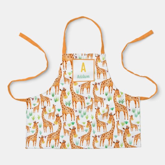 Tablier Belle aquarelle Giraffe Animal Personnalisé (Recto)