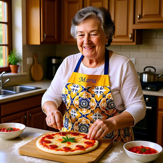 Tablier 💙 🤍 💛 Belle Azulejos bleu et jaune