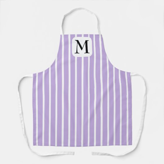 Tablier Belle bande violette et blanche simple initiale (Recto)