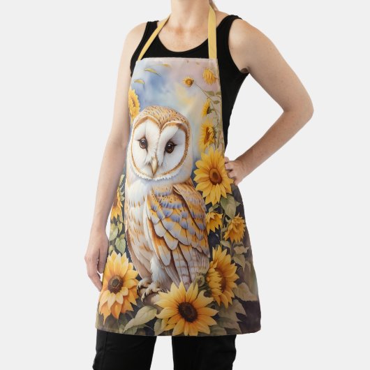 Tablier Belle Chouette Et Fleurs De Soleil (Insitu)