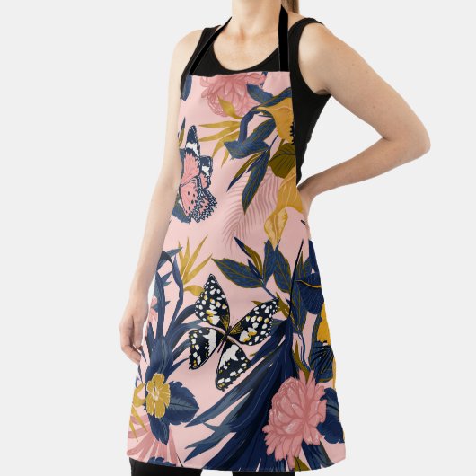 Tablier Belle couture artistique douce motif tropical (Insitu)