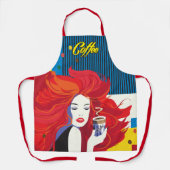 Tablier "Belle Femme de mode avec Café Cup" Pop Art (Recto)