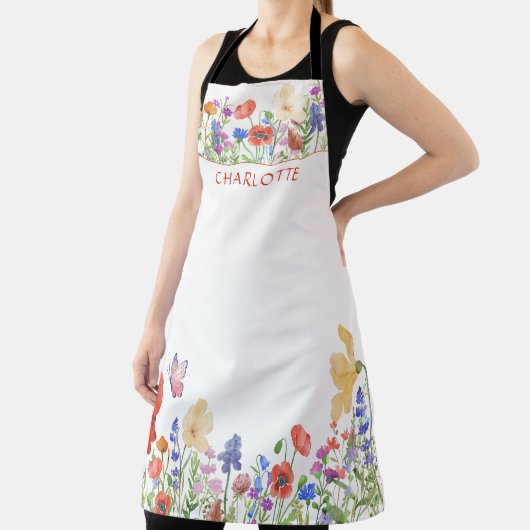 Tablier Belle fleur Apron nom aquarelle fleurie (Insitu)