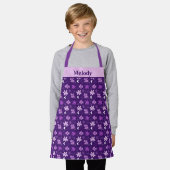 Tablier Belle Flore Violet Fleur Faisée Personnalisée Enfa (Porté)