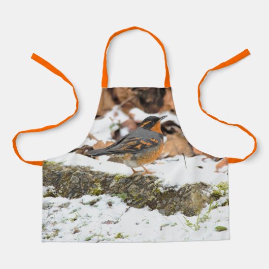 Tablier Belle Grive variée sur le terrain neigeux (Recto)