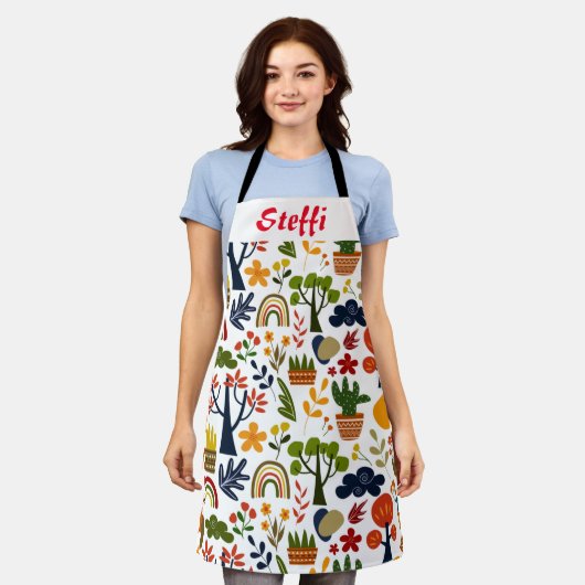 Tablier Belle impression multi avec nom personnalisable (Porté)