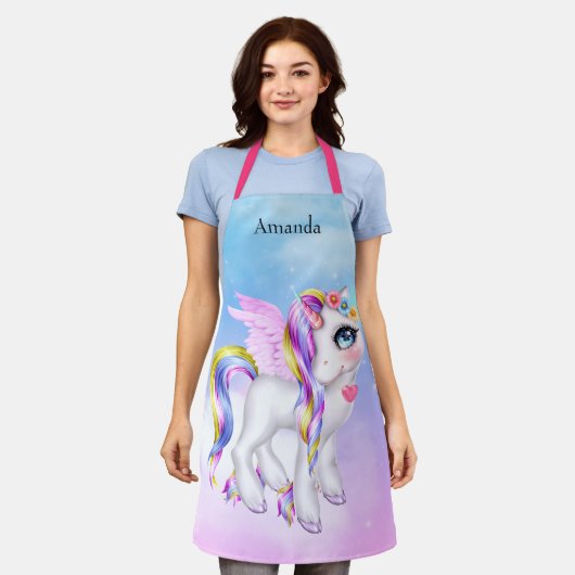 Tablier Belle licorne avec Rainbow Mane & Tail (Porté)