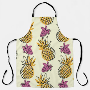 Tablier Belle patte d'illustration d'ananas et de fraises