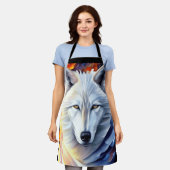 Tablier Belle peinture de loup blanc (Porté)