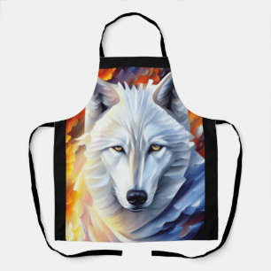 Tablier Belle peinture de loup blanc