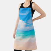 Tablier Belle plage tropicale avec ciel bleu et c blanc (Insitu)