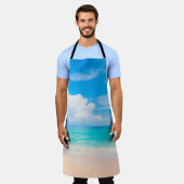 Tablier Belle plage tropicale avec ciel bleu et c blanc (Porté)