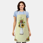 Tablier Belle Tournesol Aquarelle Polka Jaune Point (Porté)