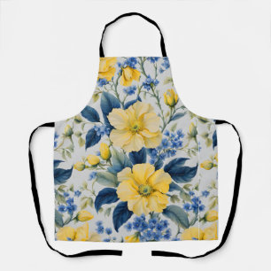 Tablier Belles Fleurs Jaunes et Bleues