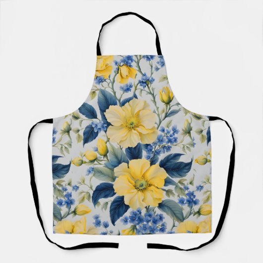 Tablier Belles Fleurs Jaunes et Bleues (Recto)