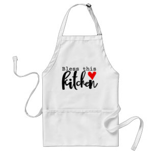 Tablier Bénissez Cette Cuisine Cadeau de Chef Cœur d'Amour