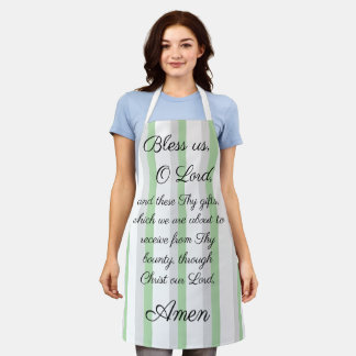 Tablier Bénissez-nous O Lord Green Grey Apron
