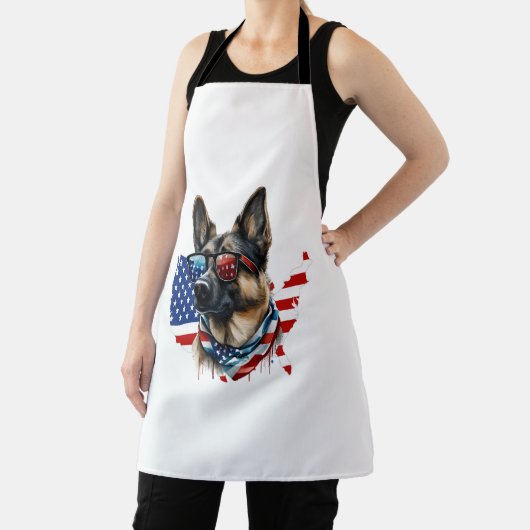 Tablier Berger allemand avec drapeau américain J'aime un c (Insitu)