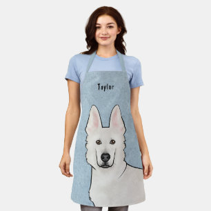 Tablier Berger Blanc Suisse Tête de Chien Blanc Mignon Yeu