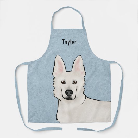 Tablier Berger suisse blanc GSD mignon Chien tête bleu (Recto)