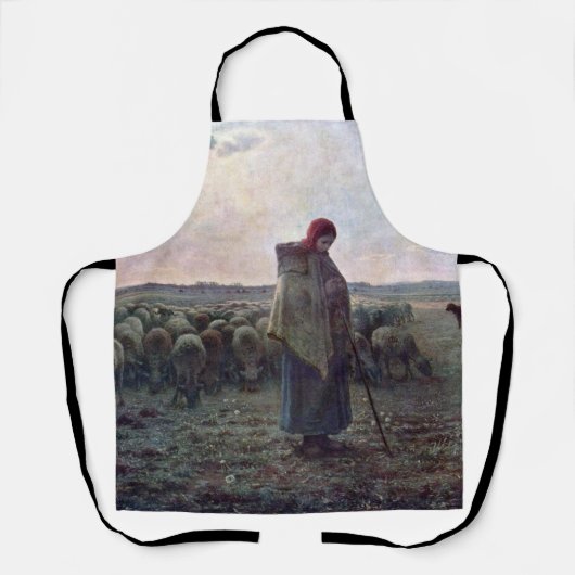Tablier Bergère avec son troupeau, Jean-François Millet (Recto)