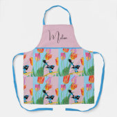 Tablier Bergeronnette bleue abstraite Oiseau Australien Fe (Recto)
