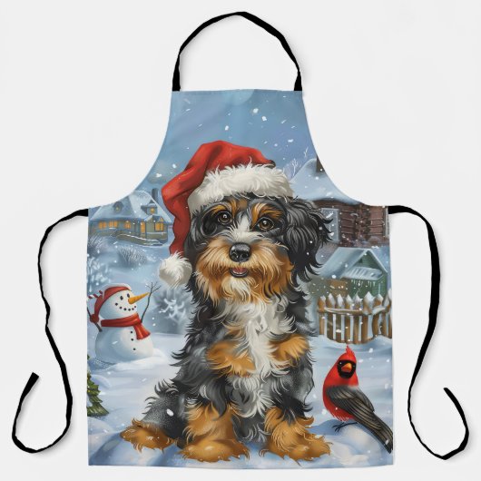 Tablier Bernedoodle Chien Winter Wonderland Noël (Recto)