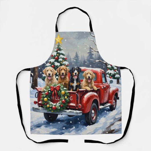 Tablier Bernedoodle Christmas Red Truck Holiday (Recto)