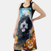 Tablier Bernedoodle Halloween avec citrouilles effrayant (Insitu)