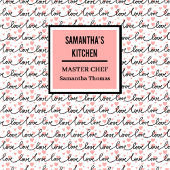 Tablier Best Love Gift Apron Pink Black Hearts Love Letter