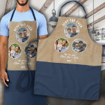 Tablier Best Papa Ever 3 Photos Père`s Day Keepsaké Apron<br><div class="desc">Best Papa Ever 3 Photos Père`s Day Apron. 3 images en cercle sur un arrière - plan bleu foncé et beige rustique. Ajoutez 3 photos, texte et année. Un cadeau parfait pour la cuisine ou le grill et un doux souvenir pour la fête des pères pour le père ou le...</div>