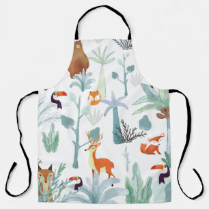 Tablier Bêtes : gribouillis de forêt tropicale.