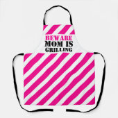 Tablier BEWARE Maman grillent graphique rose avertissement (Recto)